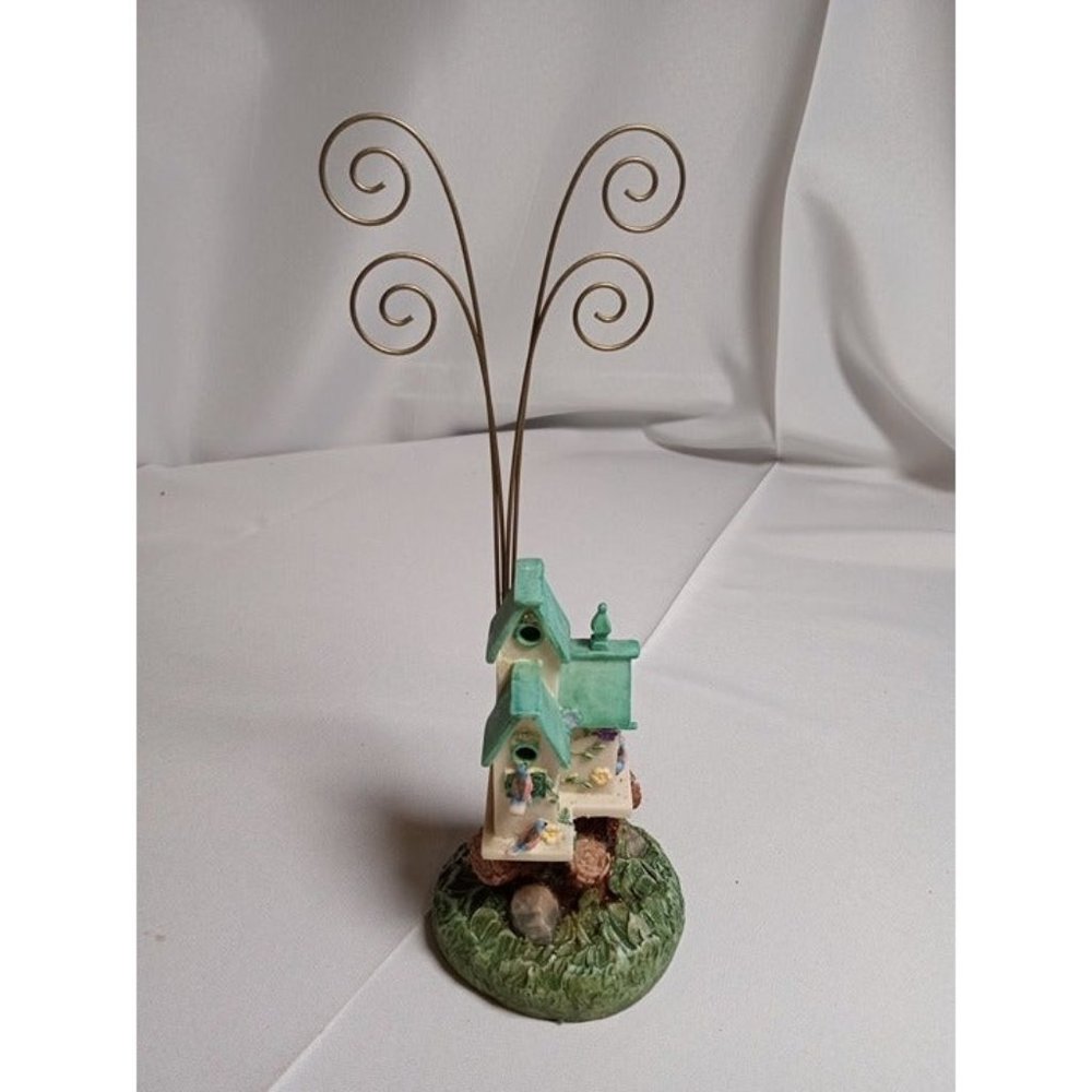 10" Birdhouse Ceramic‎ Painted Photo Holder
